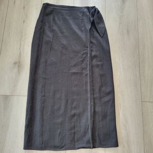 Vintage Richard Malcolm Linen Rayon Elegant Black Wrap Skirt